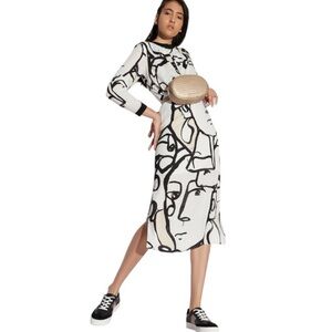 Abstract Black and White Dress